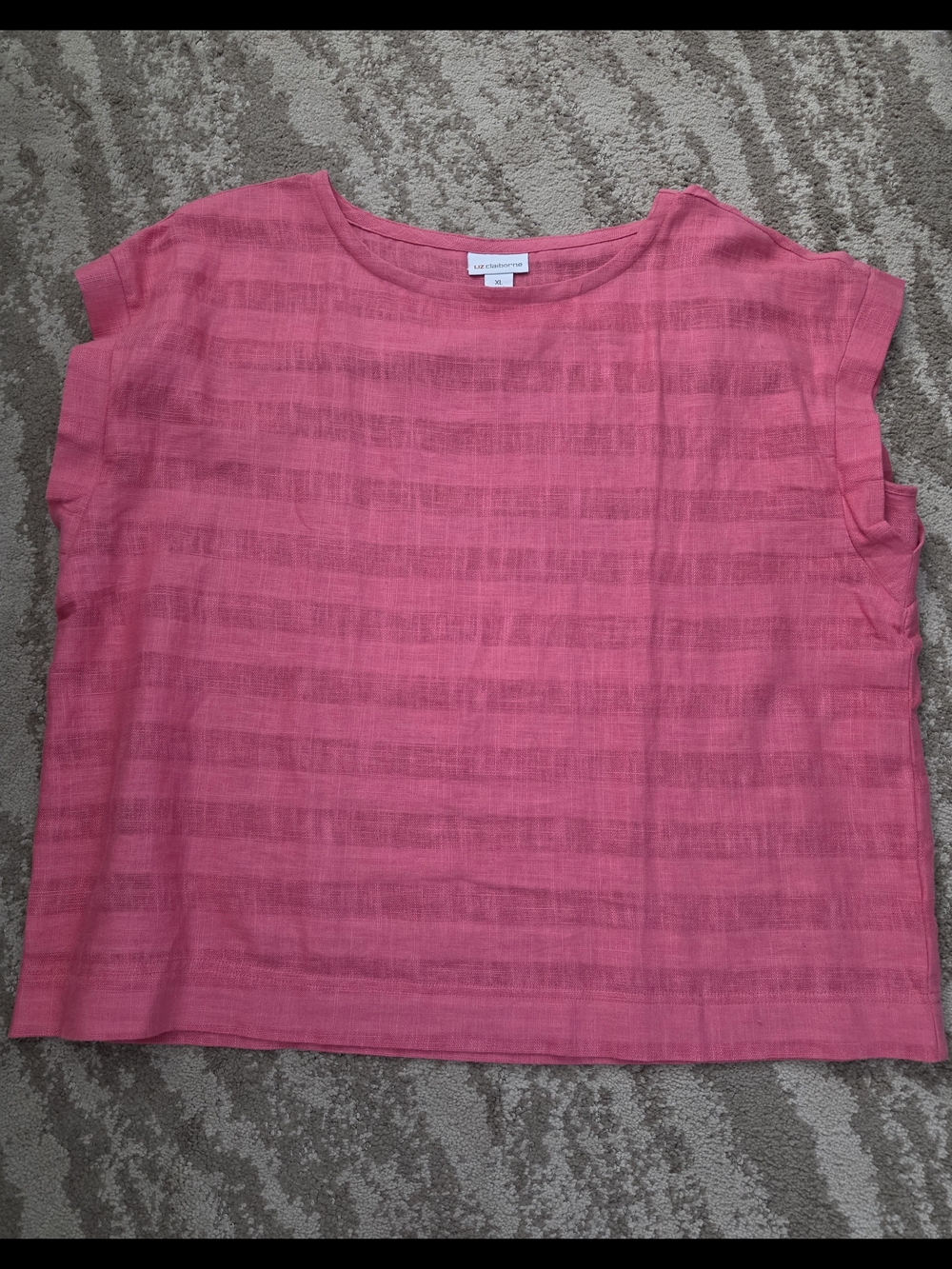 Liz Claiborne Pink Short-Sleeve Textured Boxy Top